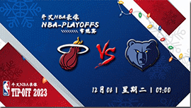 2022年12月06日NBA常规赛 热火vs灰熊直播比赛前瞻分析