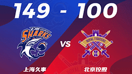 CBA战报:上海149-100狂胜北控 王哲林61+14 布莱德索19+8+17