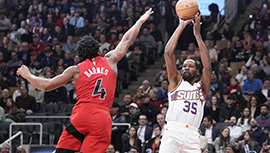 NBA简报:猛龙112-105终结太阳 西卡22+9 杜兰特30+6 布克12中2