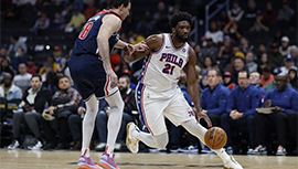 NBA简报:76人131-126力克奇才 恩比德50+12+7 普尔23分