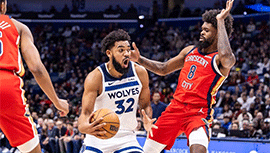 NBA简报:鹈鹕121-107终结森林狼 锡安36+5 CJ23分 华子缺阵