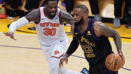 NBA简报:湖人109-114惜败尼克斯 浓眉29+14 詹姆斯三双 兰德尔27+14