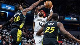 NBA简报:步行者123-114险胜鹈鹕 西卡24+11+5 哈利伯顿17+13 英格拉姆30+6