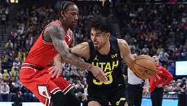 NBA简报:公牛119-117险胜爵士 德罗赞29+6+7 怀特25+5+6 科林斯25+13