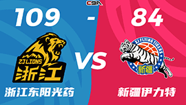 CBA简报:广厦109-84大胜新疆 孙铭徽26+5+10 胡金秋25+7 阿不都沙拉木16+9