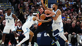 NBA简报:森林狼98-90逆转掘金进西决战独行侠 华子下半场救赎 里德高光