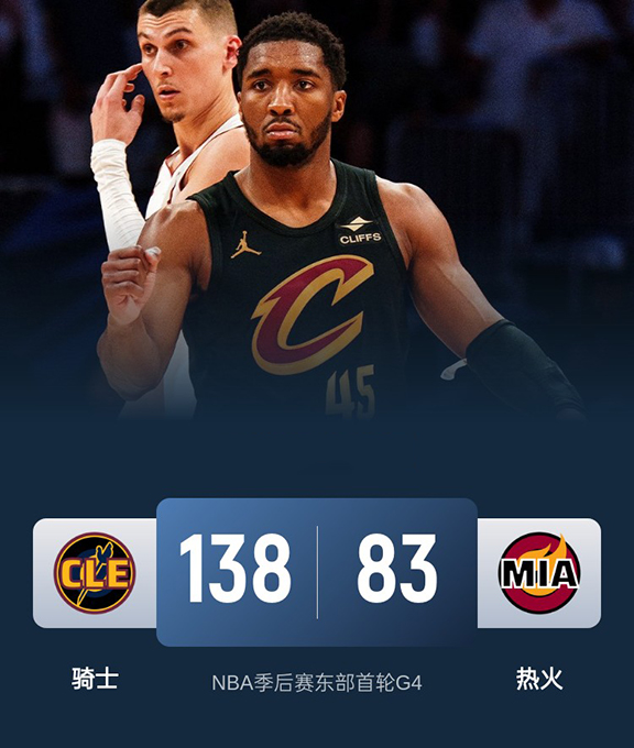 第四场G4：骑士138-83横扫热火