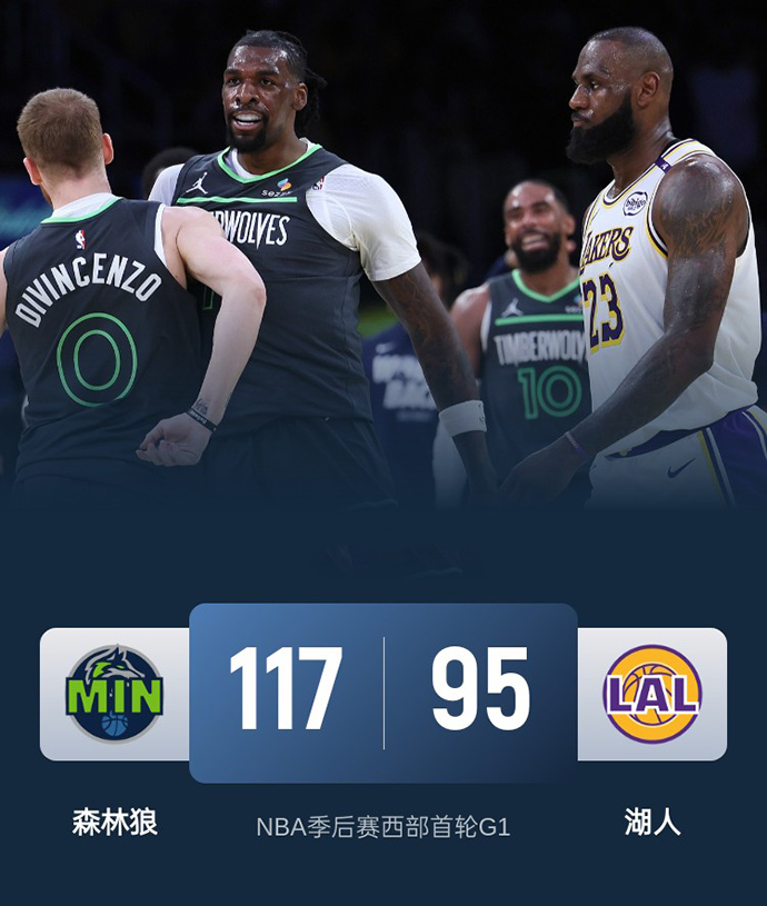 2024-2025赛季NBA季后赛西部首轮战绩-湖人vs森林狼
