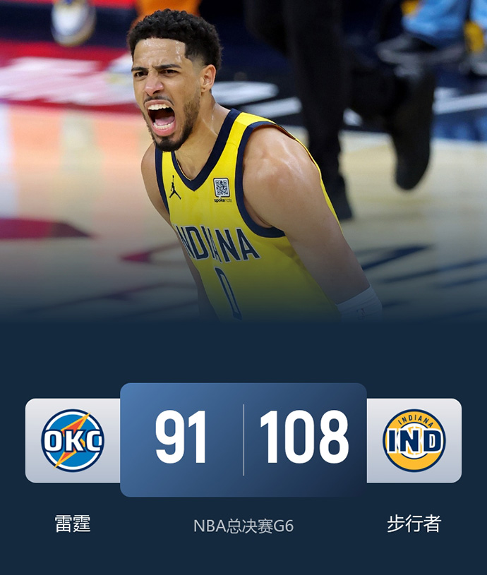 NBA简报:步行者108-91大胜雷霆 亚历山大7球8失误